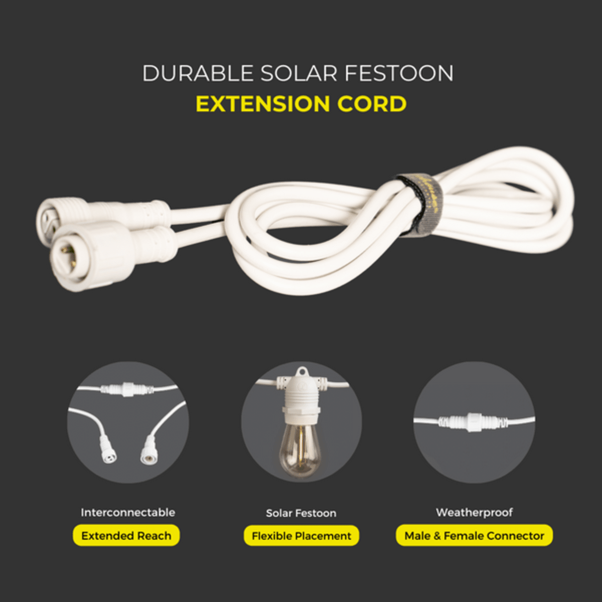 Litehouse 5V White Solar Festoon Extension Cord
