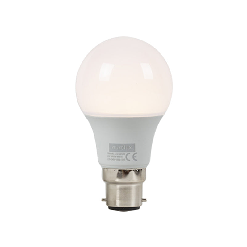Eurolux G844WW 6W B22 Globe Opal Warm White A60 LED Bulb - Sustainable.co.za
