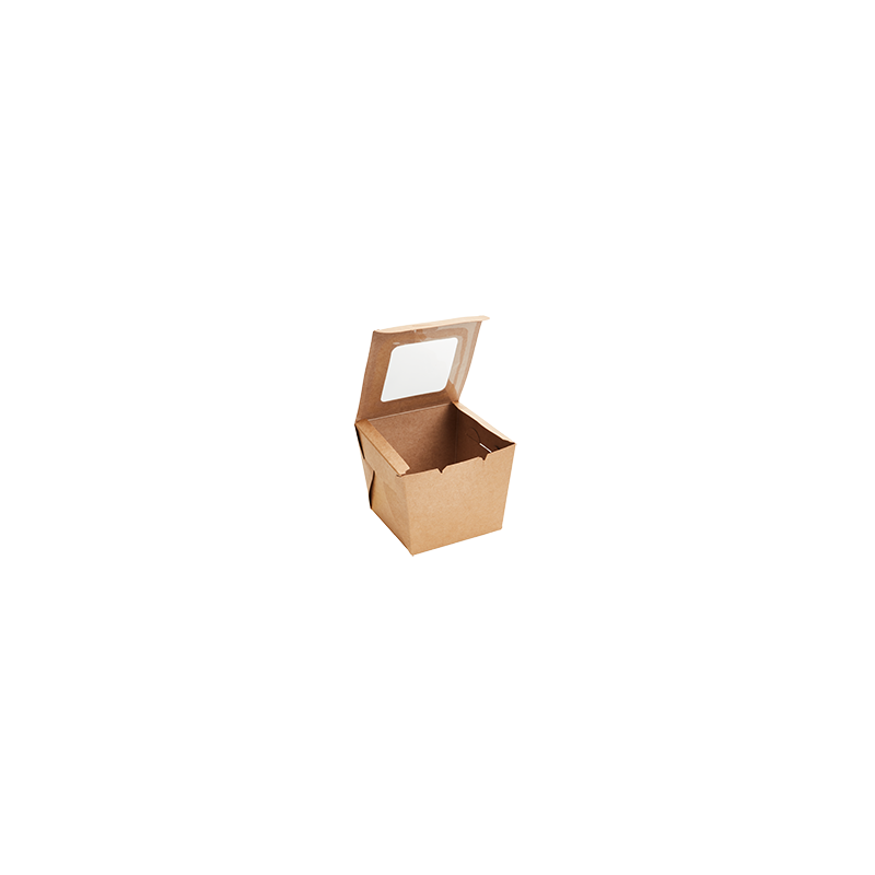  600ml Kraft Muffin Box with PLA window - pack of 100  - Sustainable.co.za