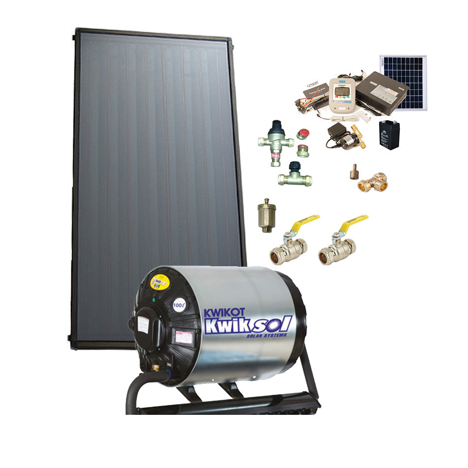 100L Complete Direct Pumped Vertical Flat Plate Solar Water Heating System - Sustainable.co.za