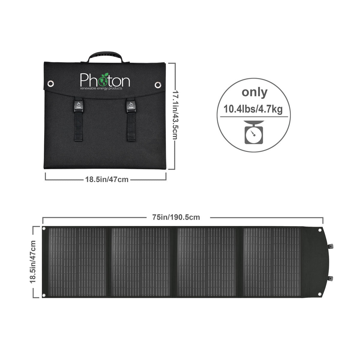 Photon 120W 19V Portable Monocrystalline Solar Panel