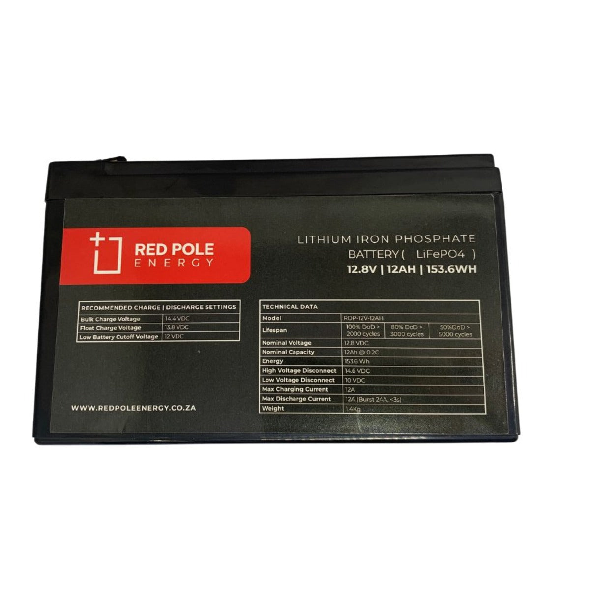 Red Pole Energy 12V 12Ah 153Wh LiFePO4 Battery