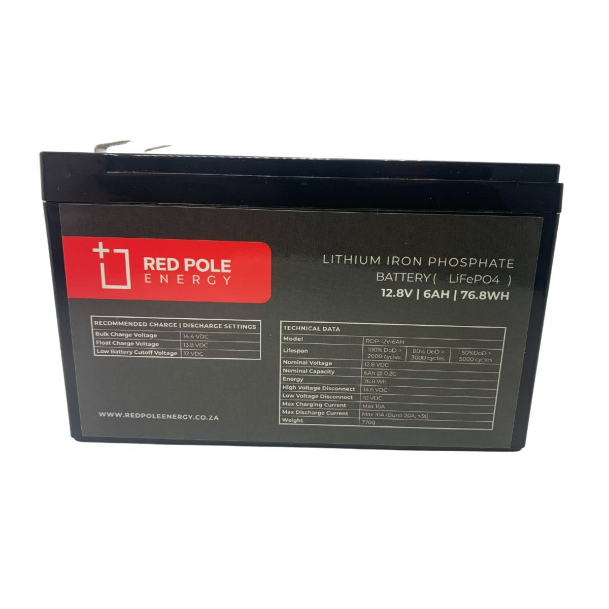 Red Pole Energy 12V 6Ah 75Wh LiFePO4 Battery