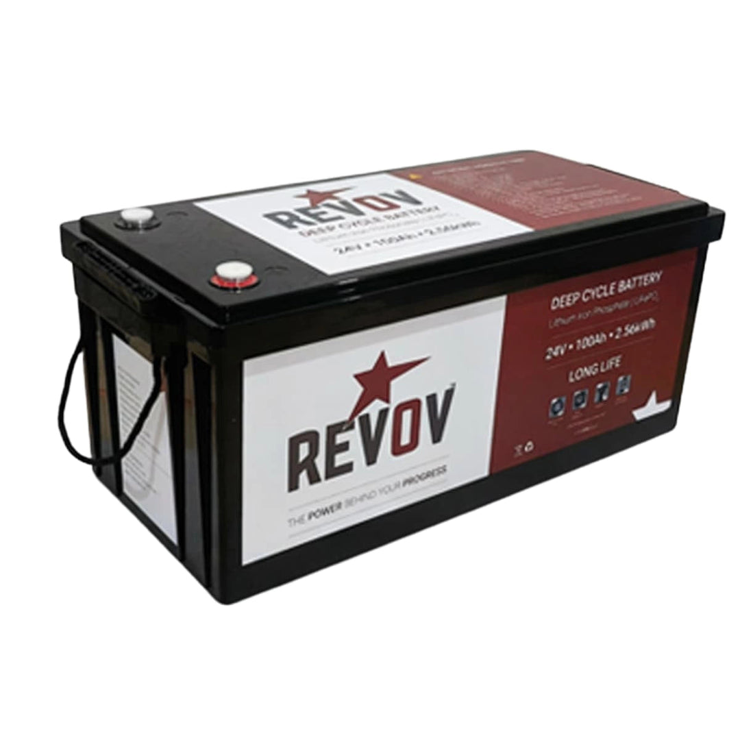 REVOV 24V 100Ah 2.56kWh LiFePO4 battery