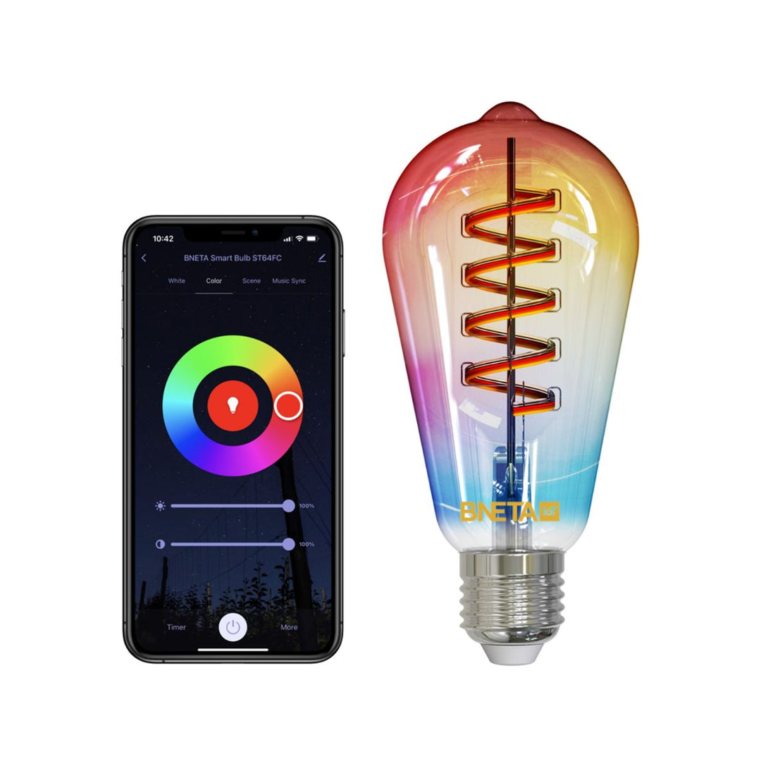BNETA IoT Smart Filament WiFi Colour + Warm/Cool White LED Bulb (ST64C E27)
