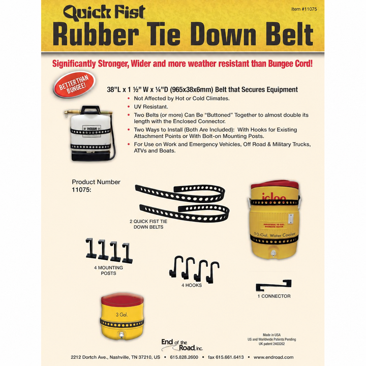 QuickFist Rubber Tie Down Belt Kit - 11075