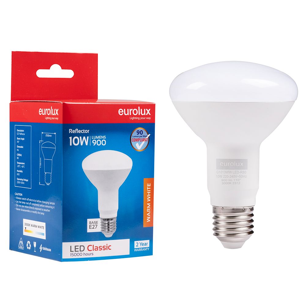 Eurolux G1013WW 10W E27 3000K R80 LED Reflector Bulb