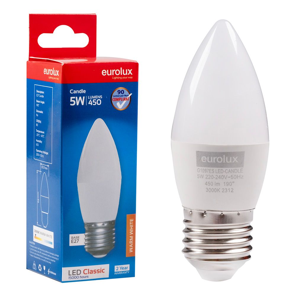 Eurolux G1097ES 5W E27 3000K Candle LED