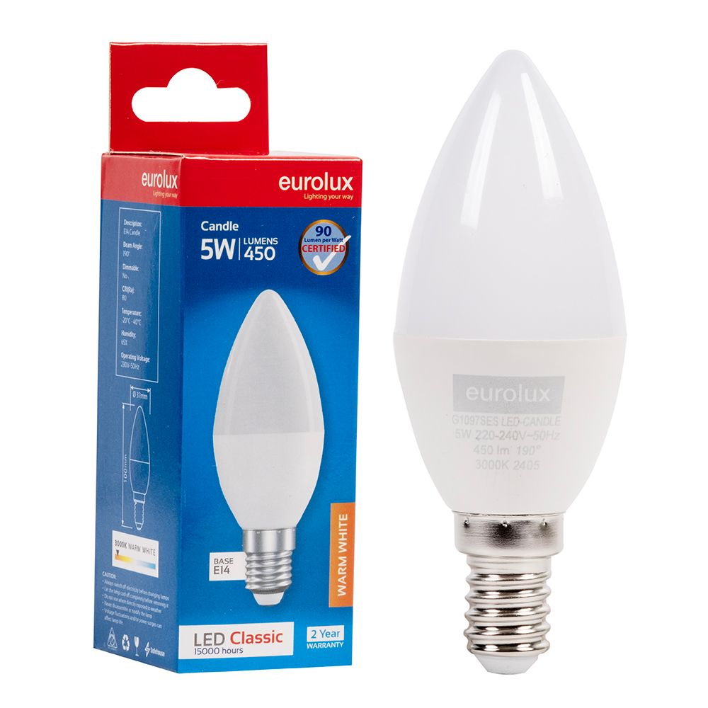 Eurolux G1097SES 5W E14 3000K Candle LED