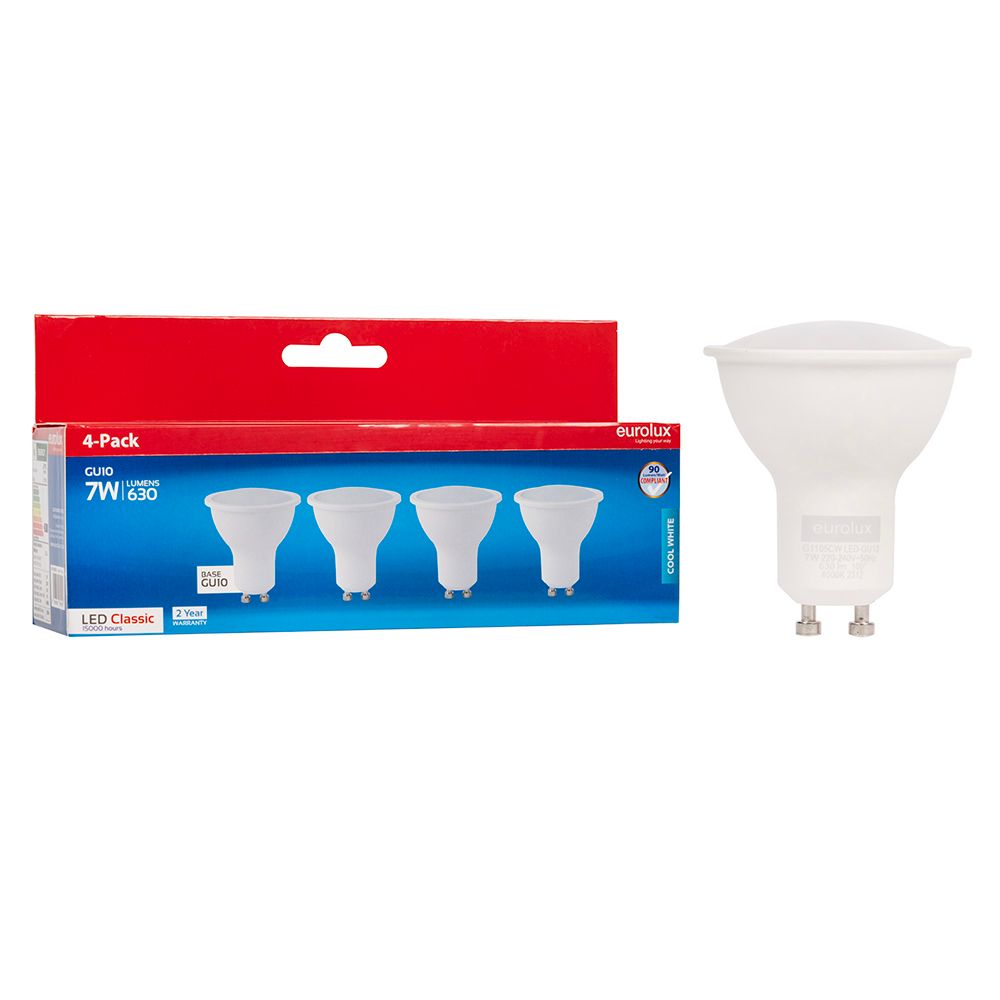 Eurolux G1105CW 7W GU10 4000K LED 4 Pack