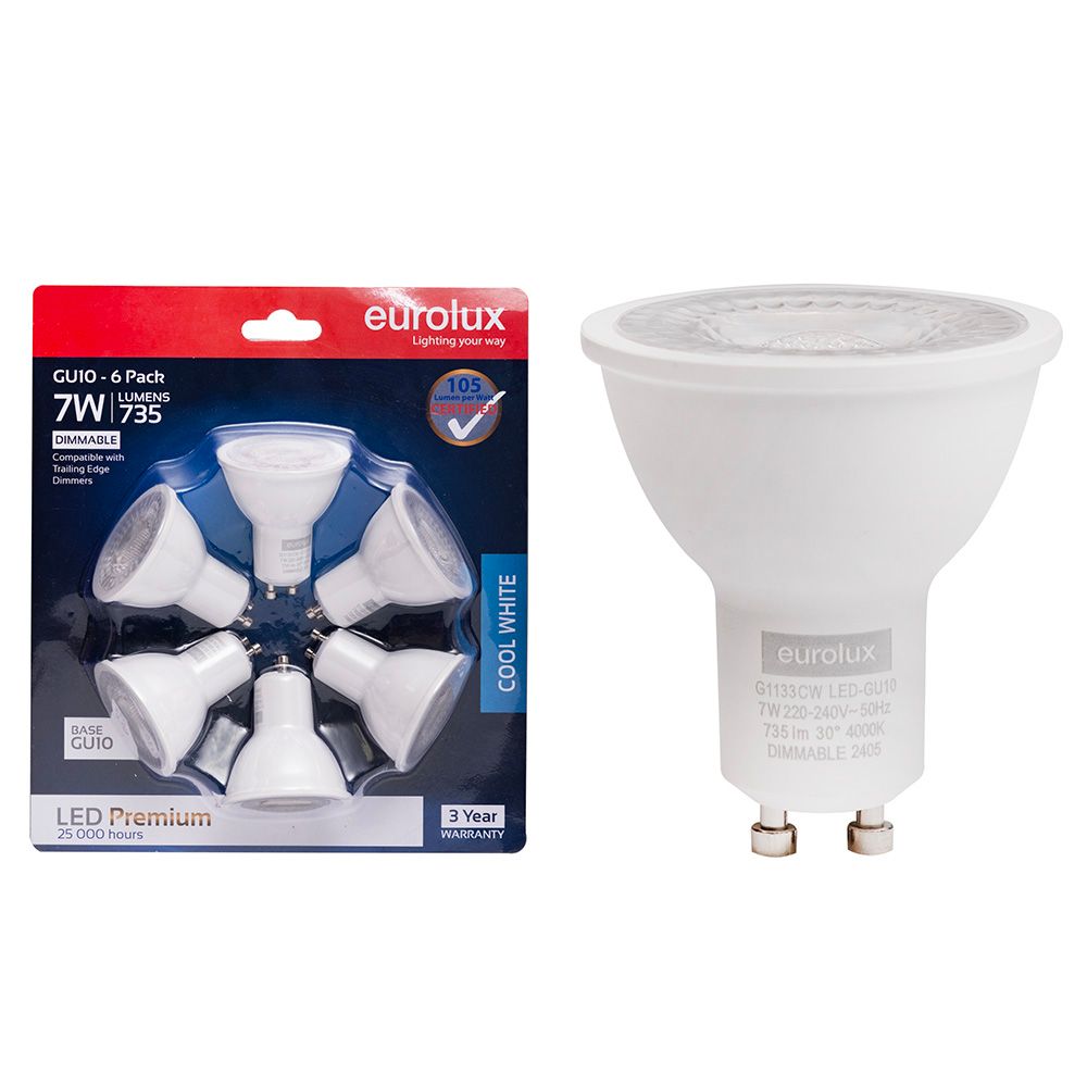 Eurolux G1133CW 7W GU10 4000K Dimmable LED Bulb