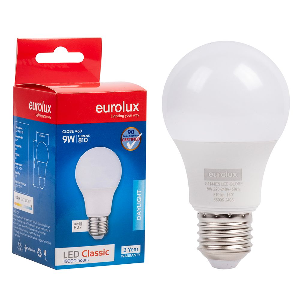 Eurolux G1144ES 9W E27 6500K A60 LED Bulb