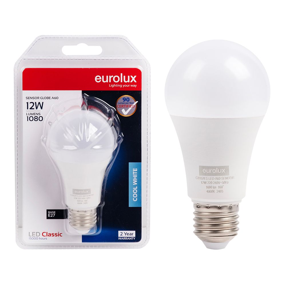 Eurolux G1152ES 12W E27 4000K Day/Night Sensor A60 LED Bulb