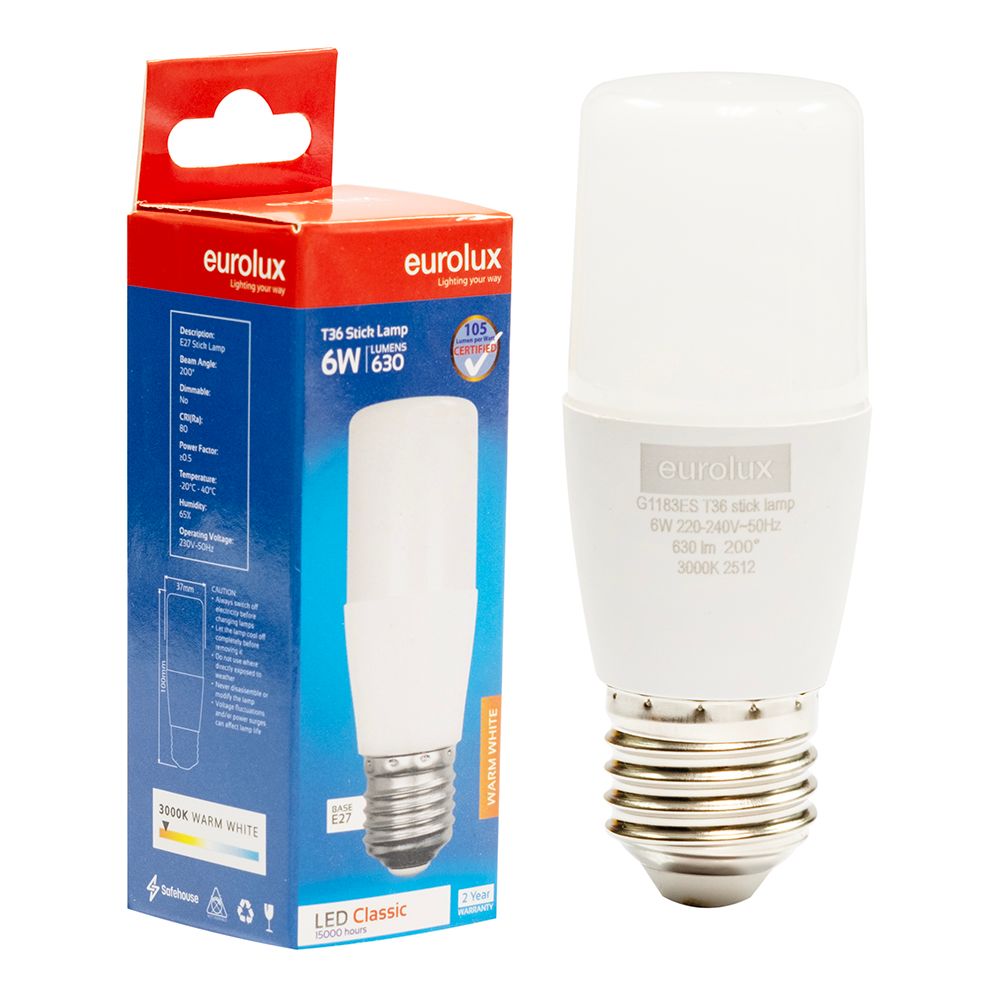 Eurolux G1183ES 6W E27 3000K Stick LED Bulb