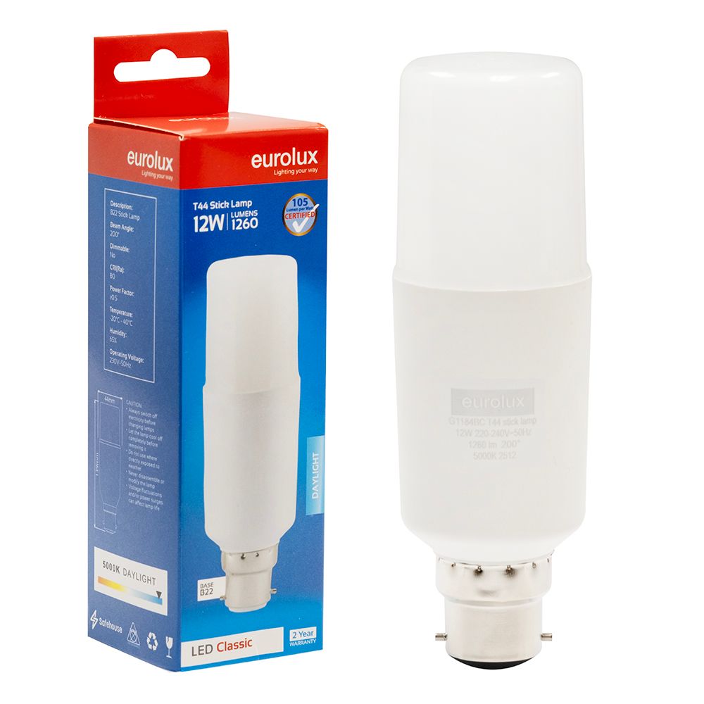 Eurolux G1184BC 12W B22 5000K Stick LED Bulb