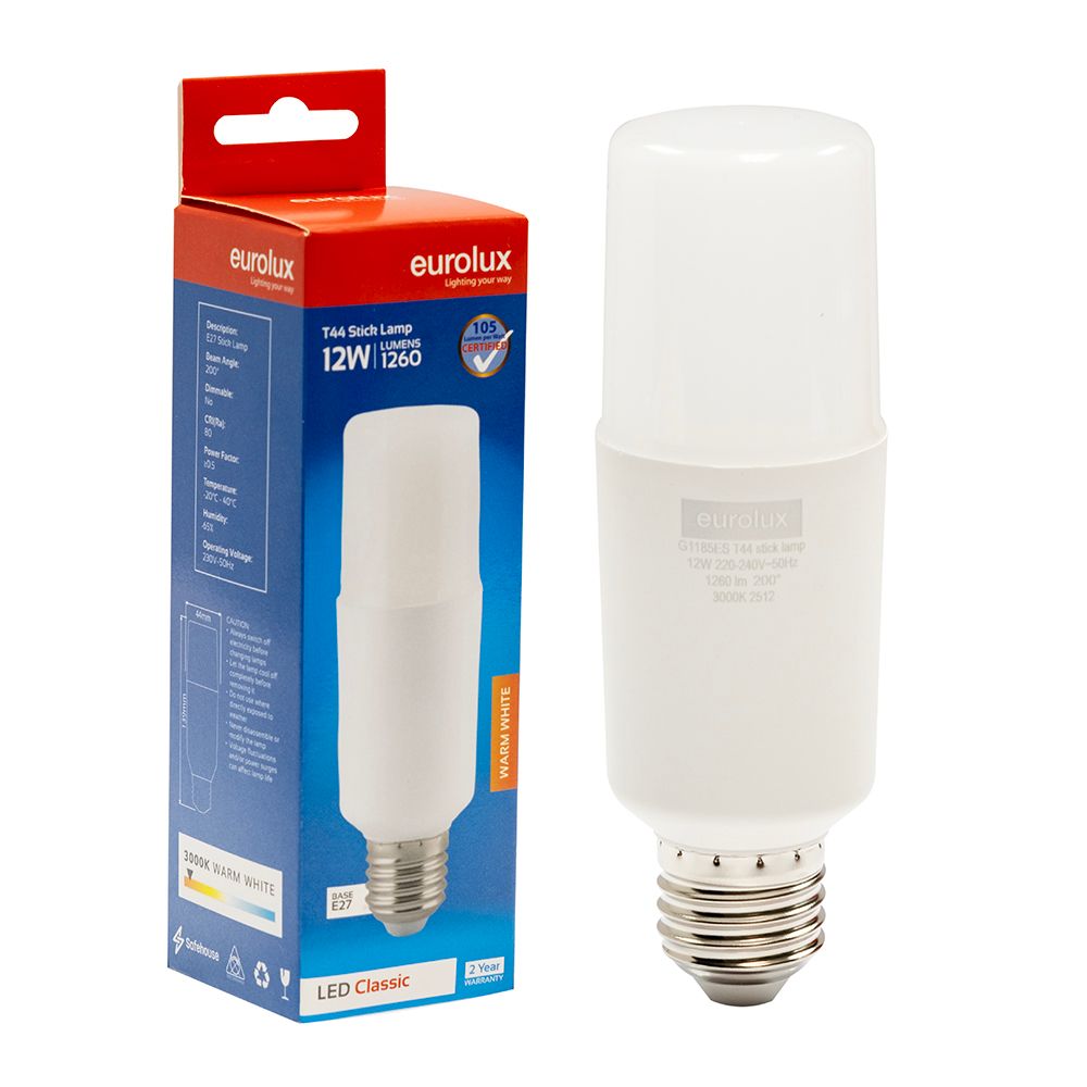 Eurolux G1185ES 12W E27 Warm White Stick LED Bulb