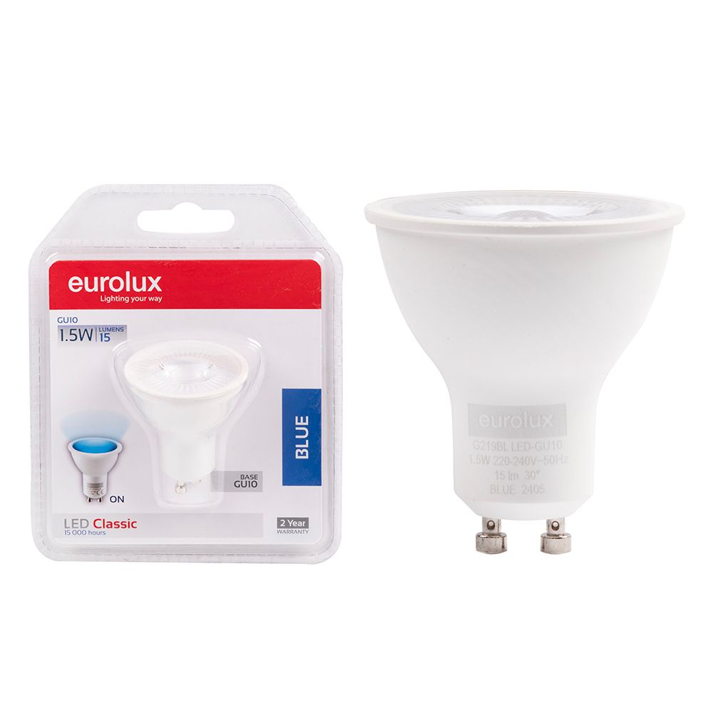 Eurolux G219BL 1.5W GU10 Blue LED Bulb