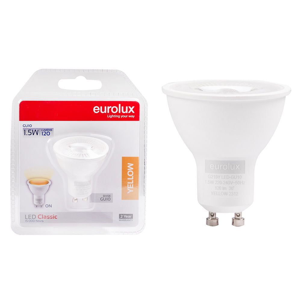 Eurolux G219Y 1.5W GU10 Yellow LED Bulb