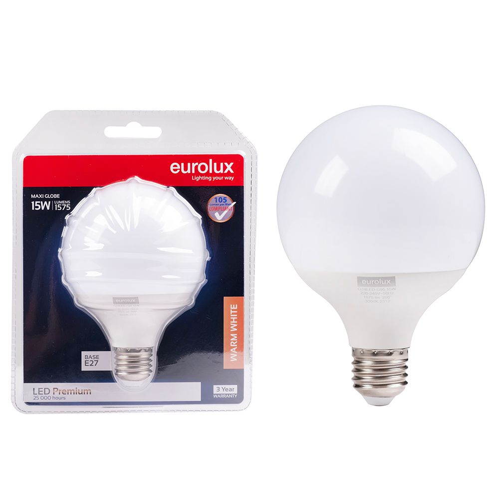 Eurolux G24LED 15W E27 3000K Premium Maxi Globe LED