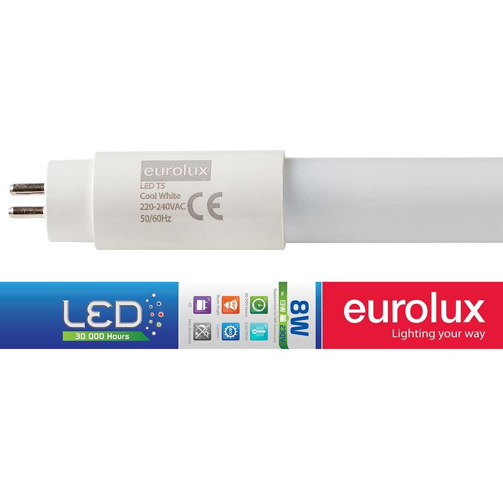 Eurolux G44CW Cool White G5 8W Opal T5 LED Tube