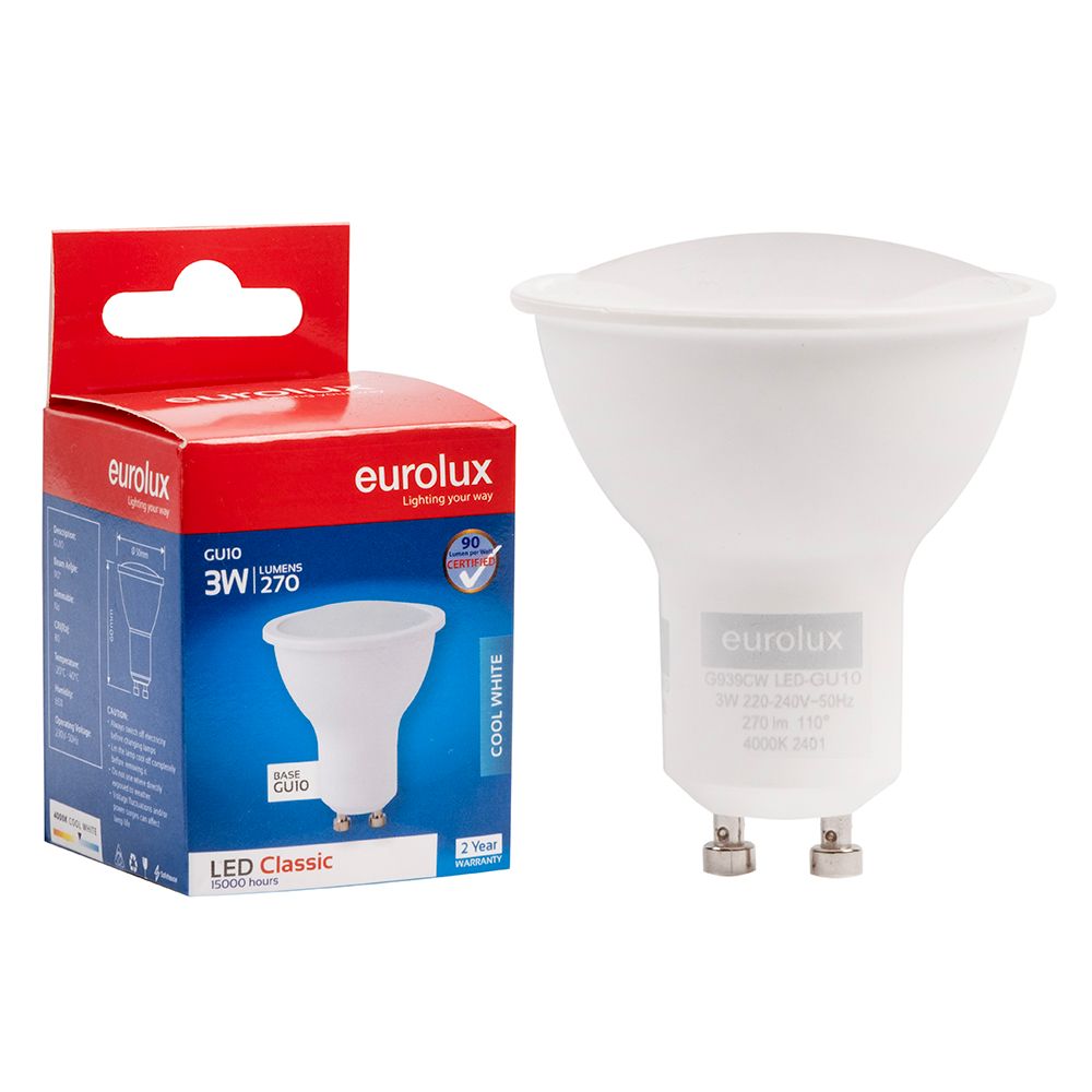 Eurolux G939CW 3W GU10 4000K LED Bulb