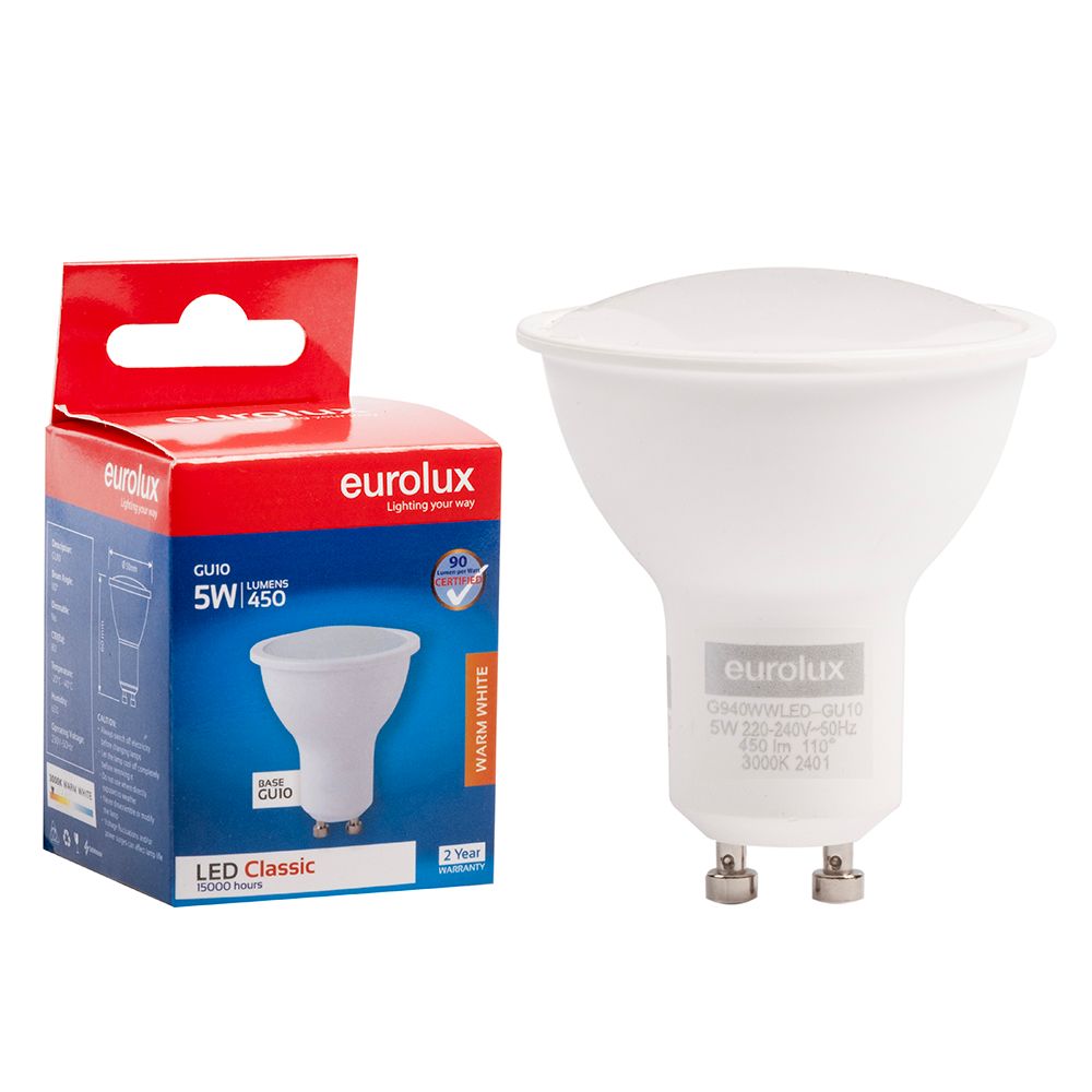 Eurolux G940WW 5W GU10 3000K Frosted LED