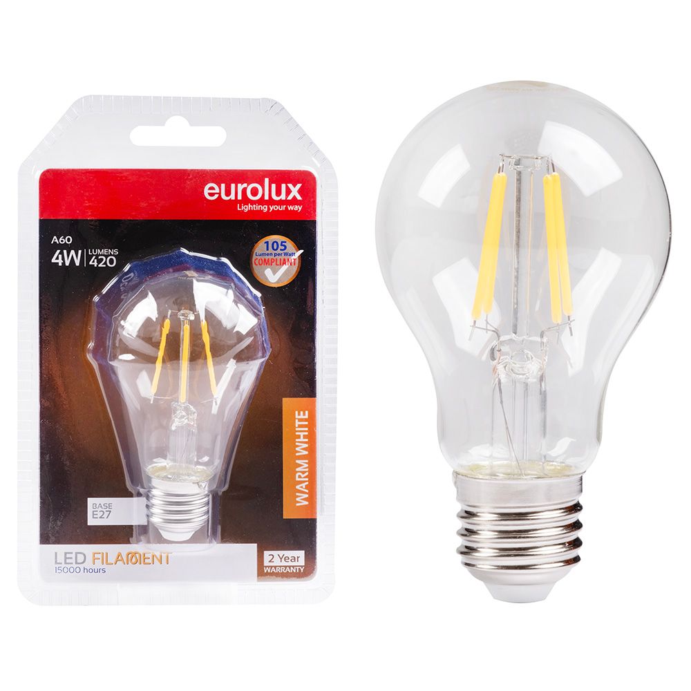 Eurolux G959 4W E27 3000K Clear Filament Globe LED
