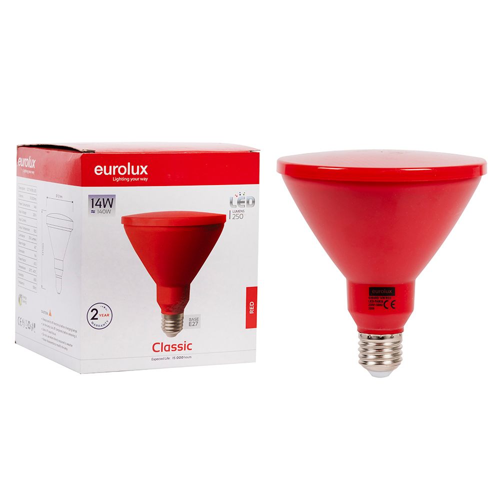 Eurolux G994RD 14W E27 Red PAR38 Reflector LED Bulb