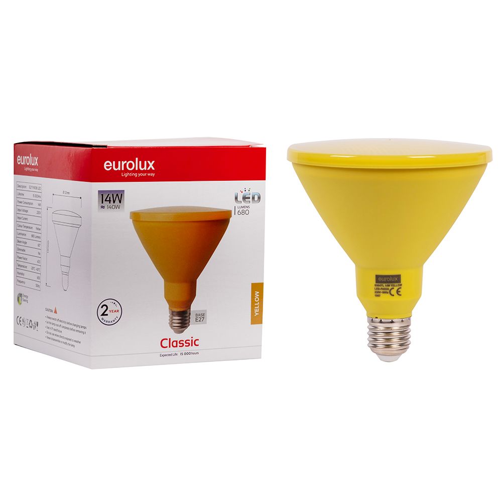 Eurolux G994YL 14W E27 Yellow PAR38 Reflector LED Bulb
