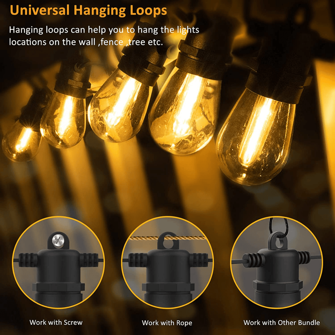 Stellar Lighting 10m Solar 10 LED Festoon Vintage Bulb String Lights