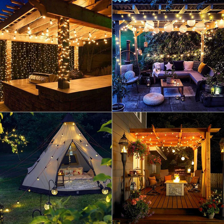 Stellar Lighting 10m Solar 10 LED Festoon Vintage Bulb String Lights
