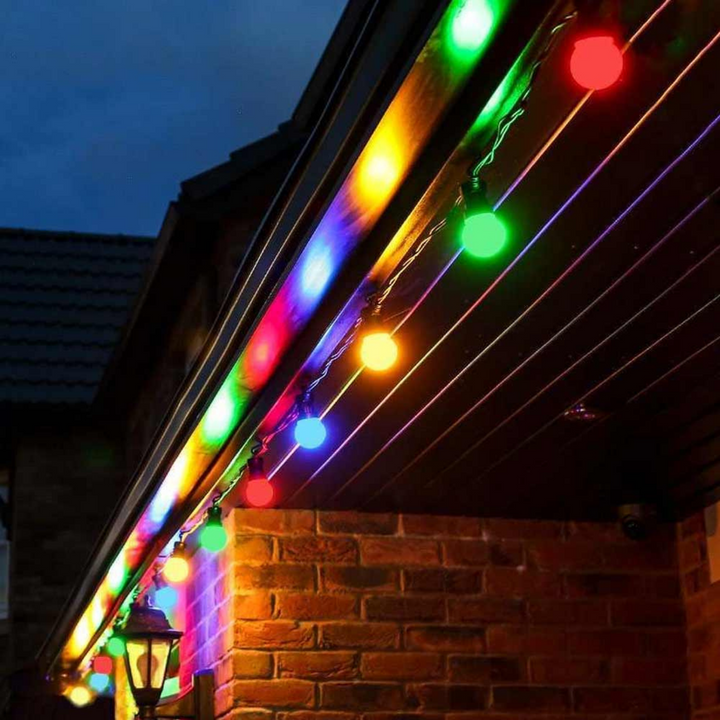 Stellar Lighting 10m Solar 10 Multi-Colour LED Festoon Bulb String Lights