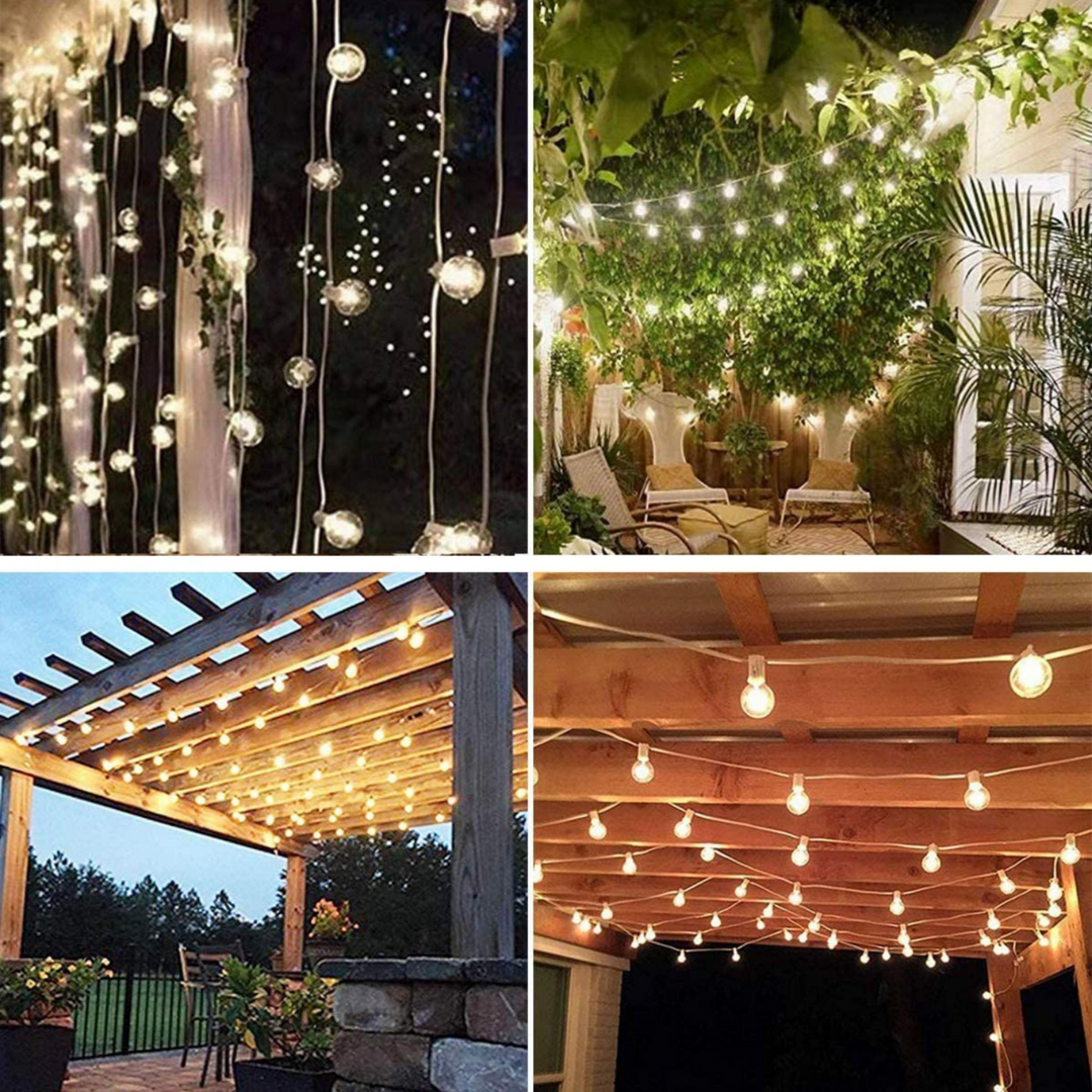 Stellar Lighting 5m Solar Powered 16 LED Bulbs White String Lights