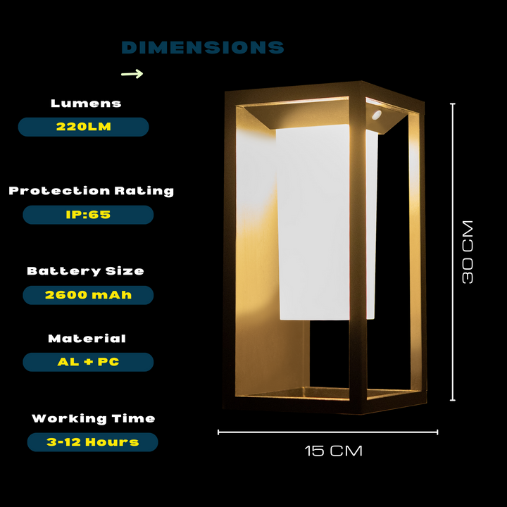 Stellar Lighting Solar Rechargeable LED Wall Lantern Light