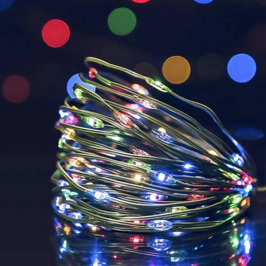 Stellar Lighting 10m 200 Colourful LED Green Wire Fairy Light