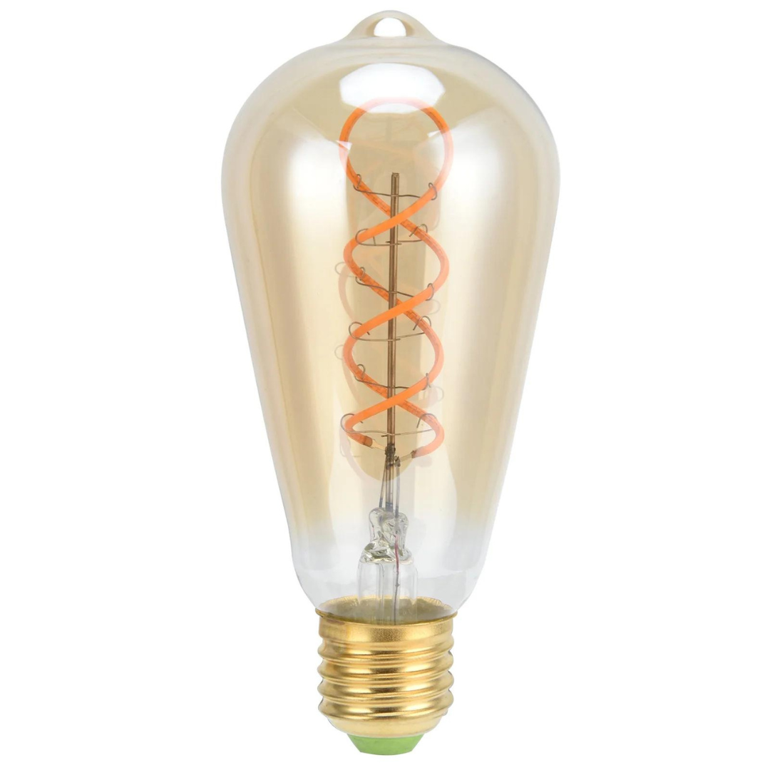 Stellar Lighting Vintage Edison Spiral Light Bulb ST64 Golden LED E27 3W