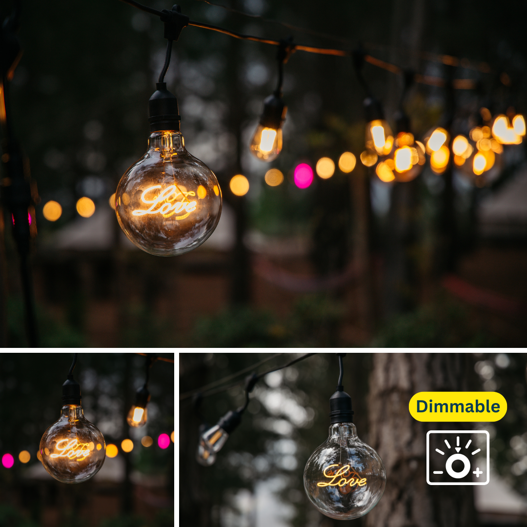 Stellar Lighting Retro Edison Light Bulb G125 LOVE Warm White LED E27 3W