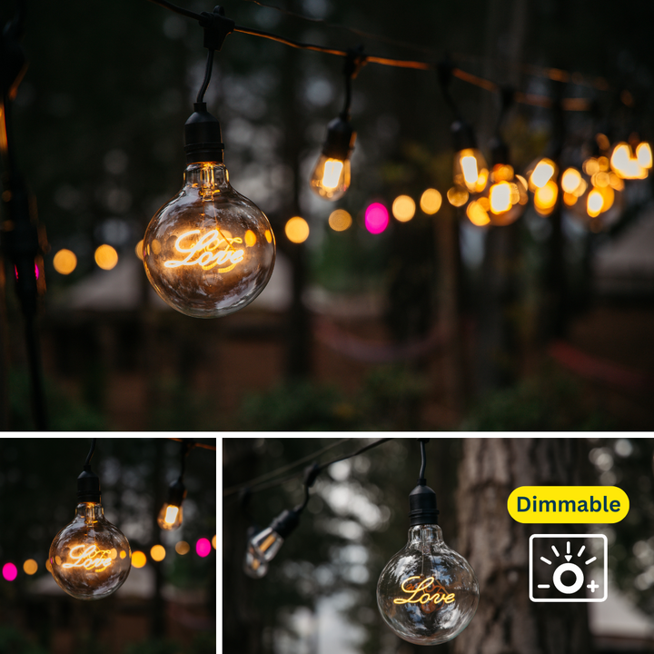 Stellar Lighting Retro Edison Light Bulb G125 LOVE Warm White LED E27 3W