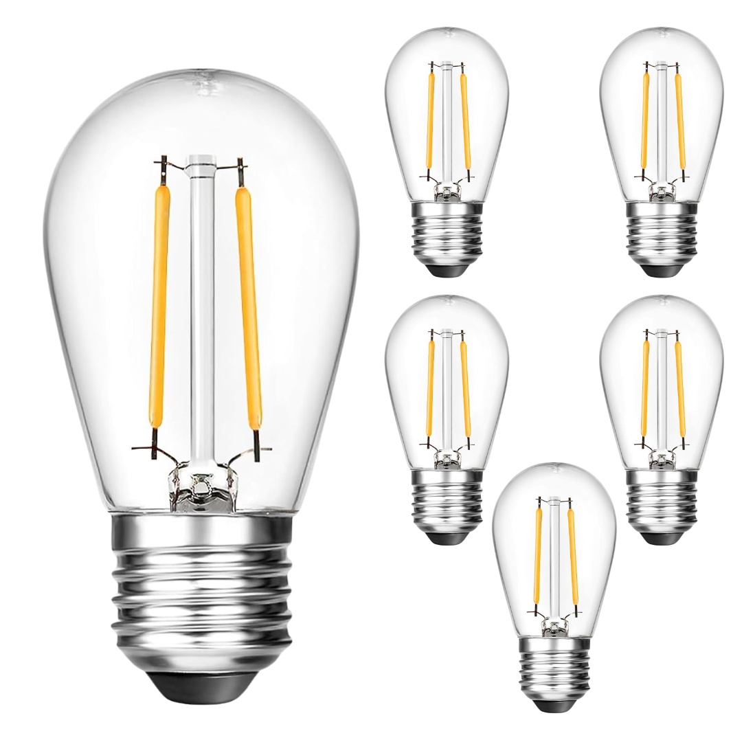 Stellar Lighting Vintage Edison Light Bulb S14 Warm White LED E27 2W 6 Pack