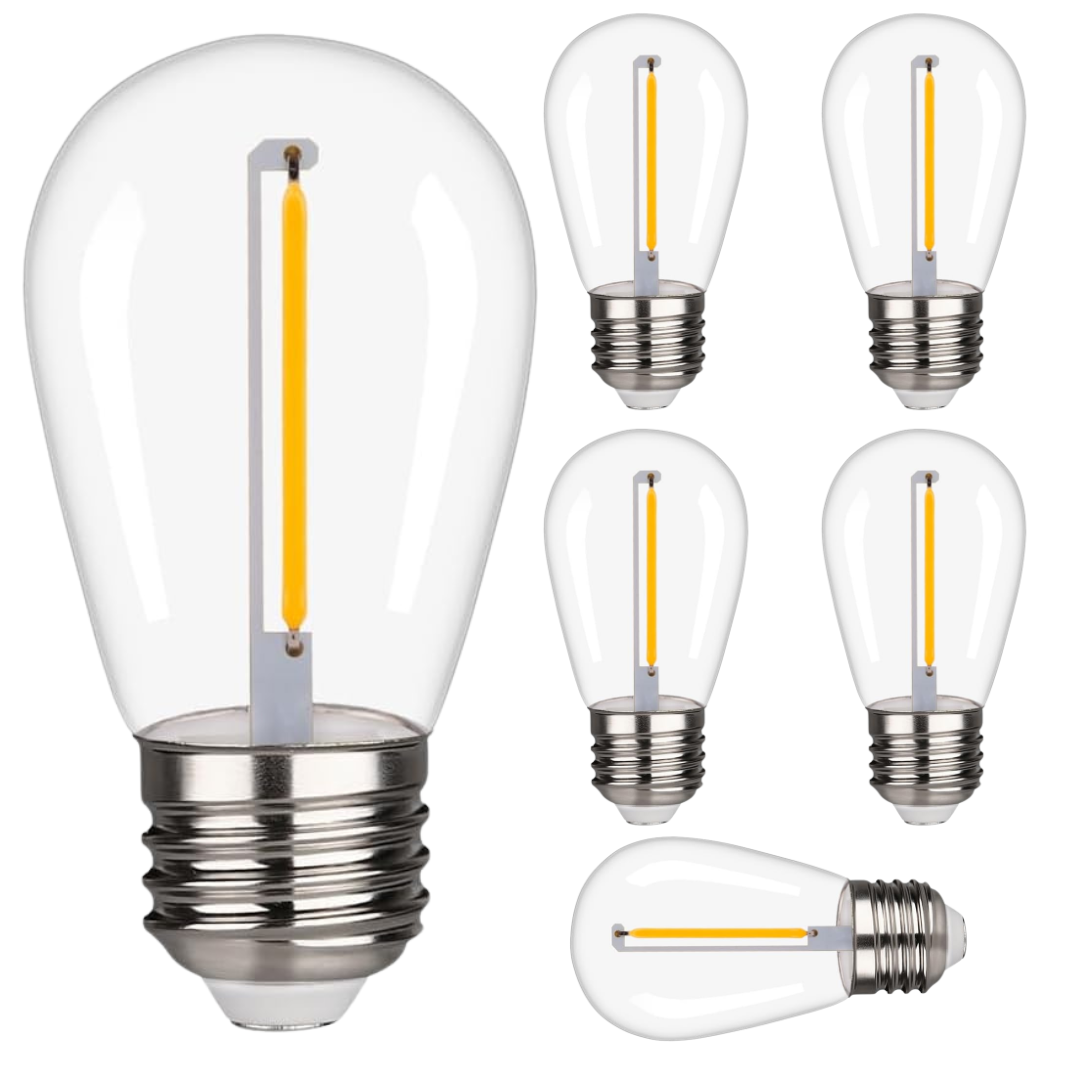 Stellar Lighting Vintage Edison Light Bulb S14 Solar LED E27 5V 6 Pack