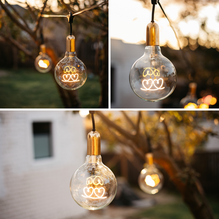 Stellar Lighting Retro Edison Light Bulb G125 HEARTS Warm White LED E27 3W