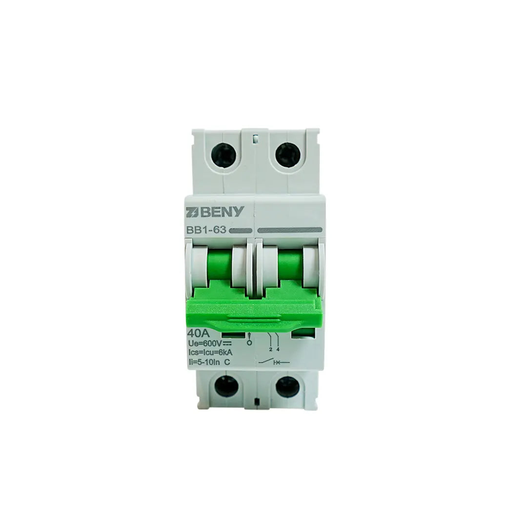 PVSE BB1-63 2 Pole 40A 600V DC Miniature Circuit Breaker