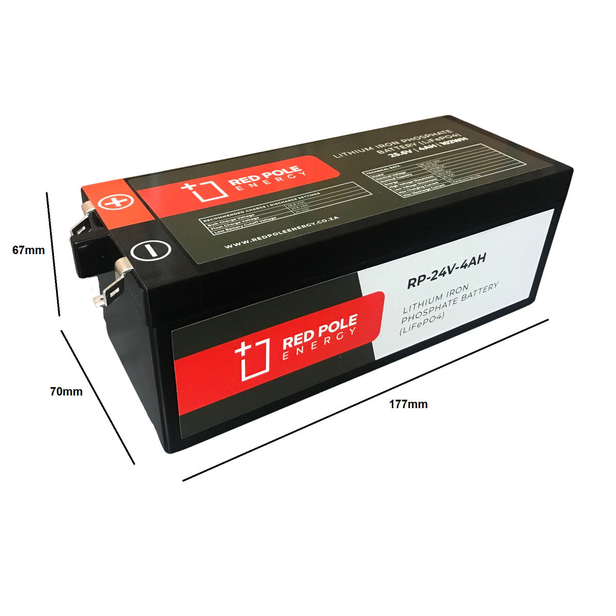 レッドリボルト　15P Red Pole Energy 24V 4Ah 102Wh Garage door LiFePO4 Battery