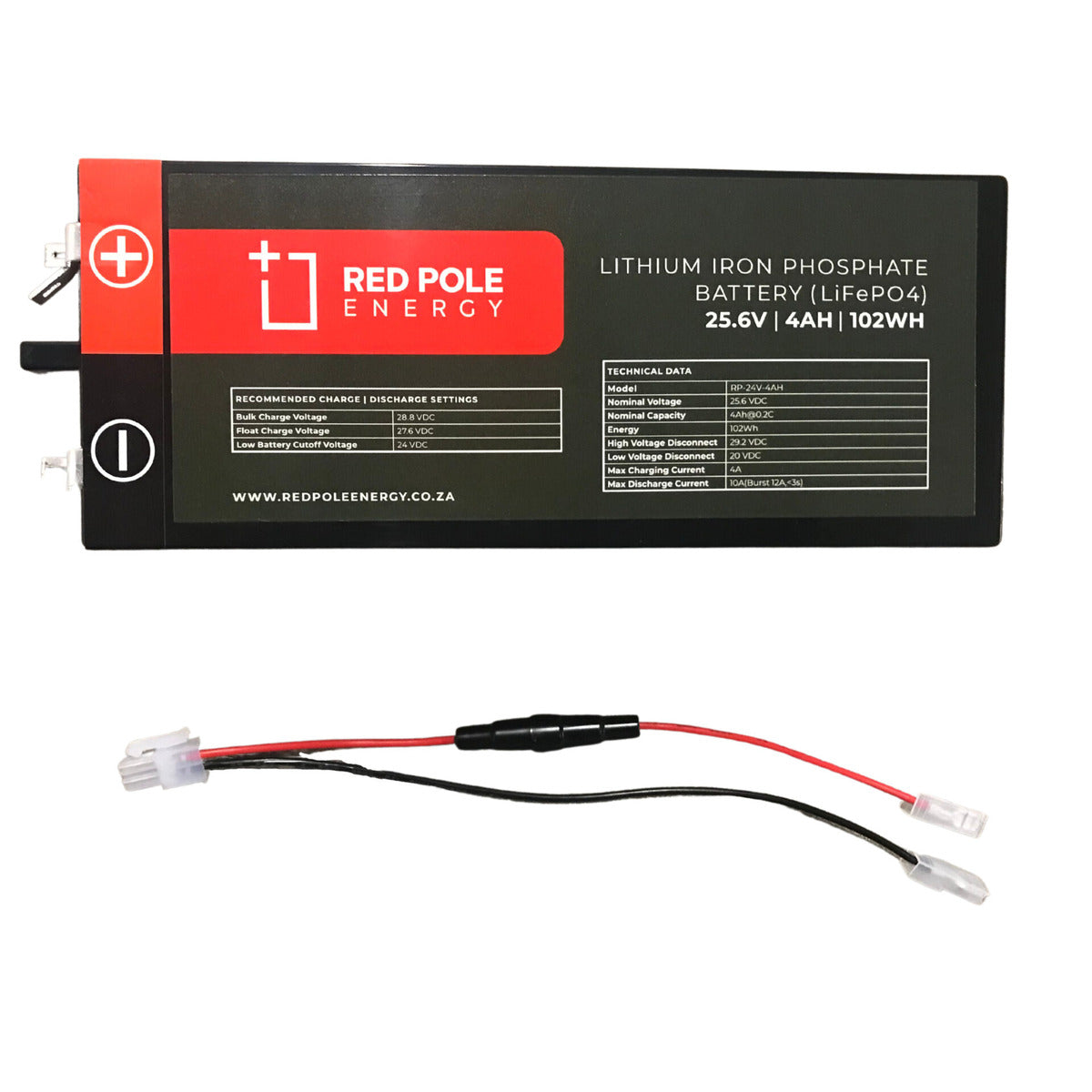 レッドリボルト　15P Red Pole Energy 24V 4Ah 102Wh Garage door LiFePO4 Battery