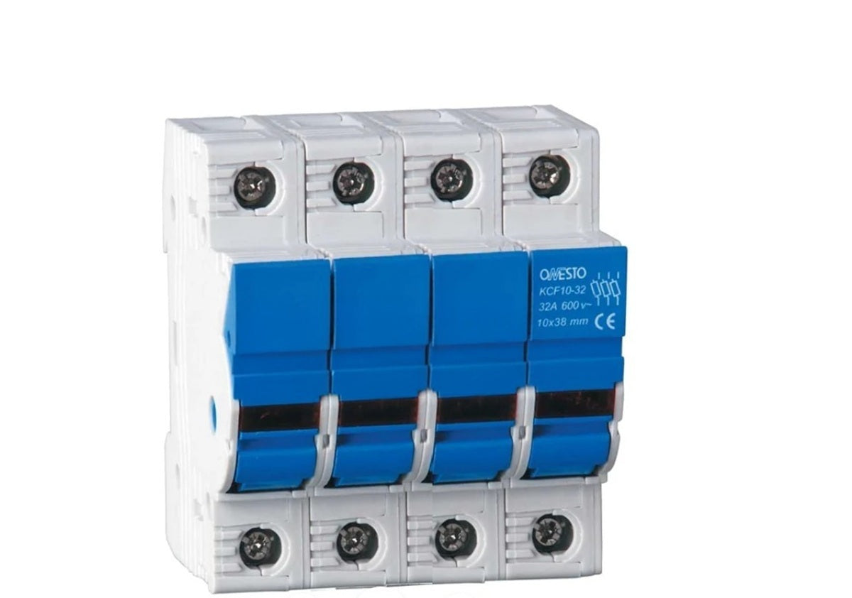 御三家 DPBP4,7,8, 002/018 001/052 003/052 Onesto 1000V 10x38 DC 3 Pole Fuse Holder - Sustainable.co.za