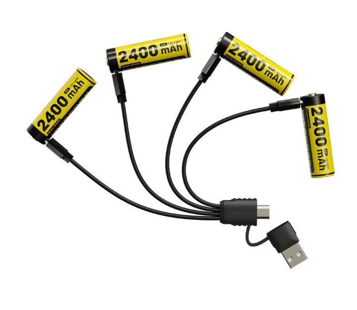 NiteCore NH2400 USB-C Rechargeable Li-ion AA 4 Pack Battery