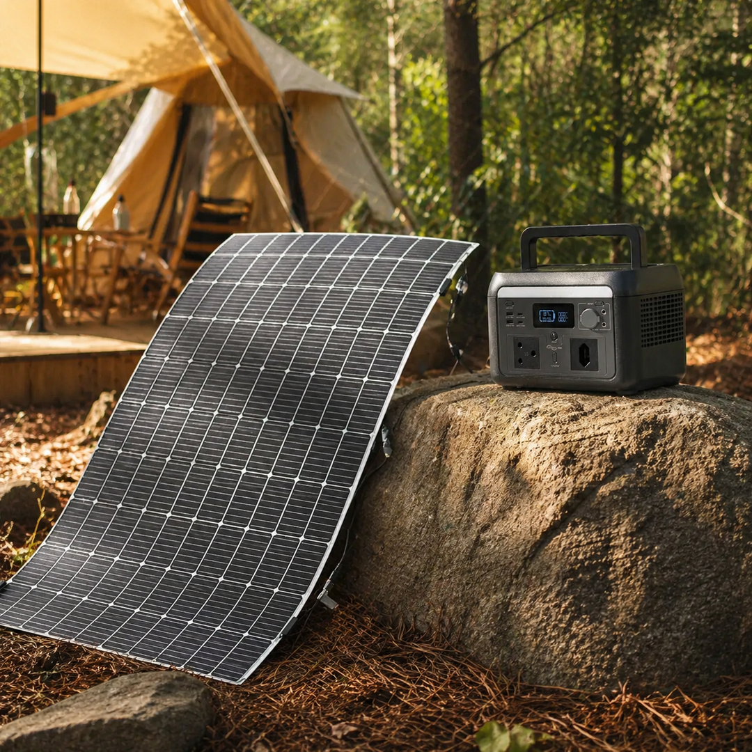 Sunman 200W Flexible Solar and Flexopower 600Wh Portable Power Station Combo