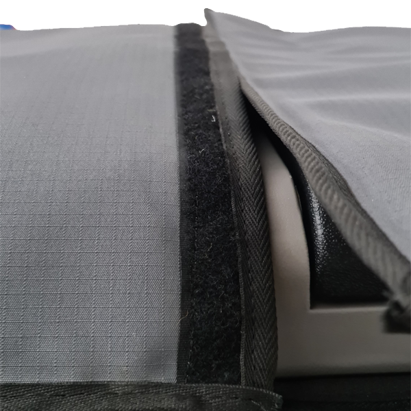 Flex TW75 fridge cover – hook-and-loop fastening detail