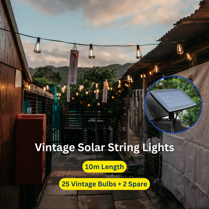 Stellar Lighting 10m Solar Powered Classic 25 Vintage LED Bulbs String Light