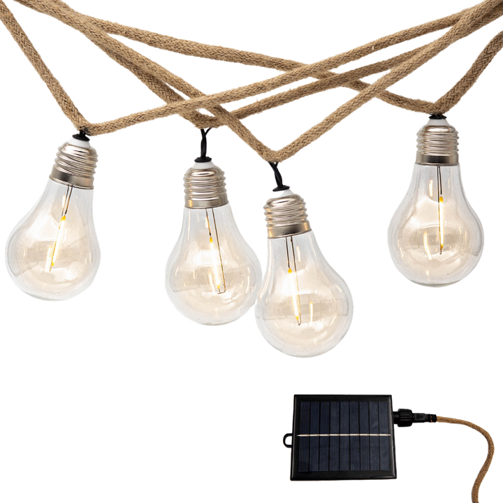 Stellar Lighting 5m Solar Powered Cotton 10 LED A19 Bulbs String Light